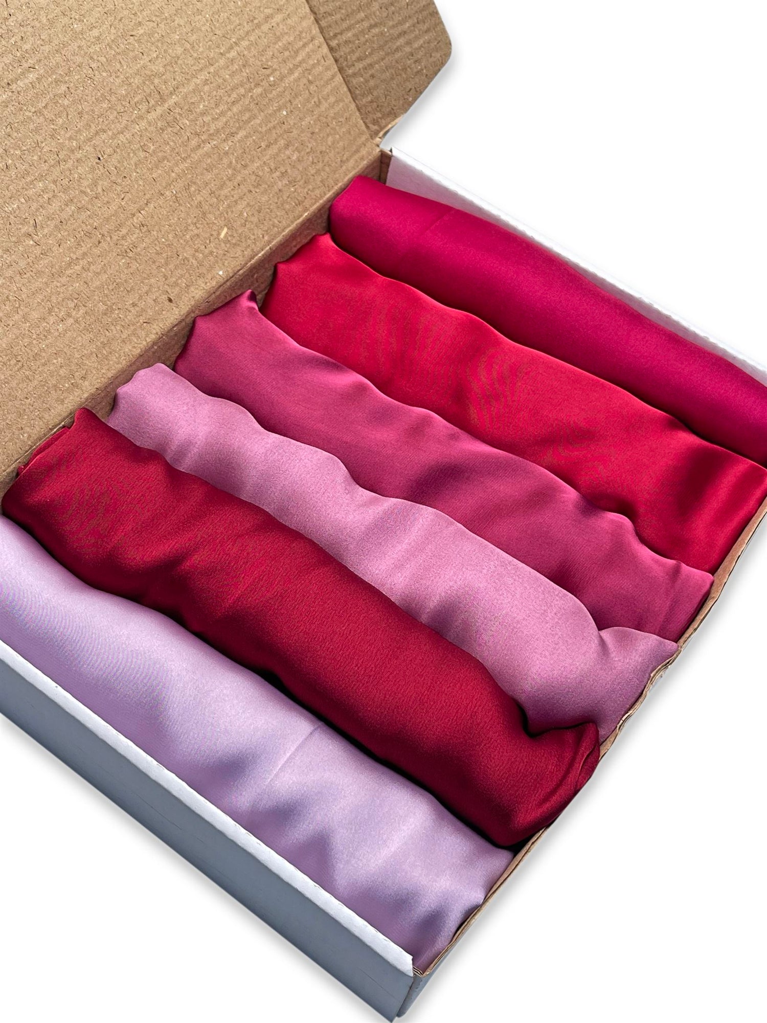 6 Satin Silk Hijab Box - Rosewood Radiance