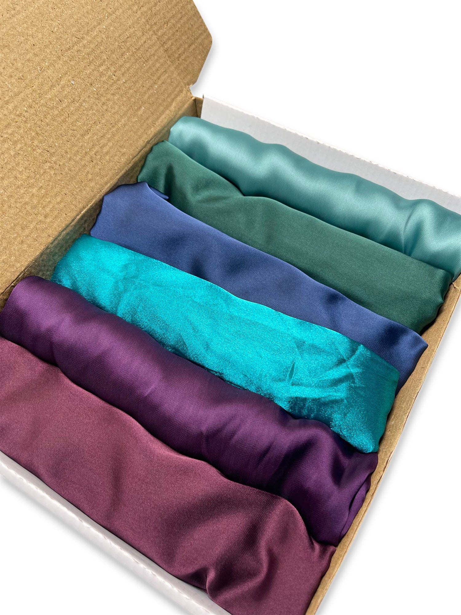 6 Satin Silk Hijab Box - Silk Elegance
