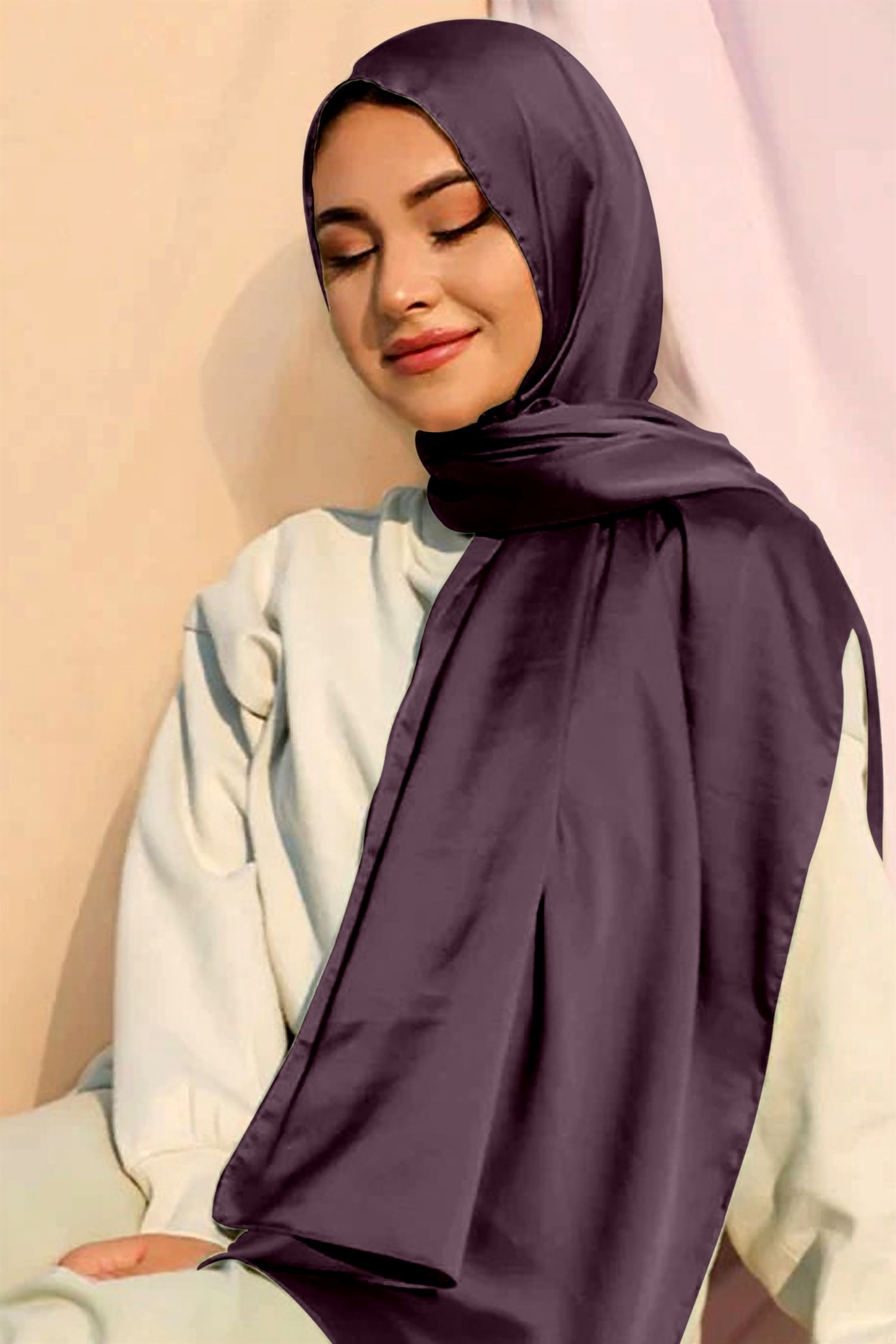 Pure Satin Silk Hijab in Aubergine