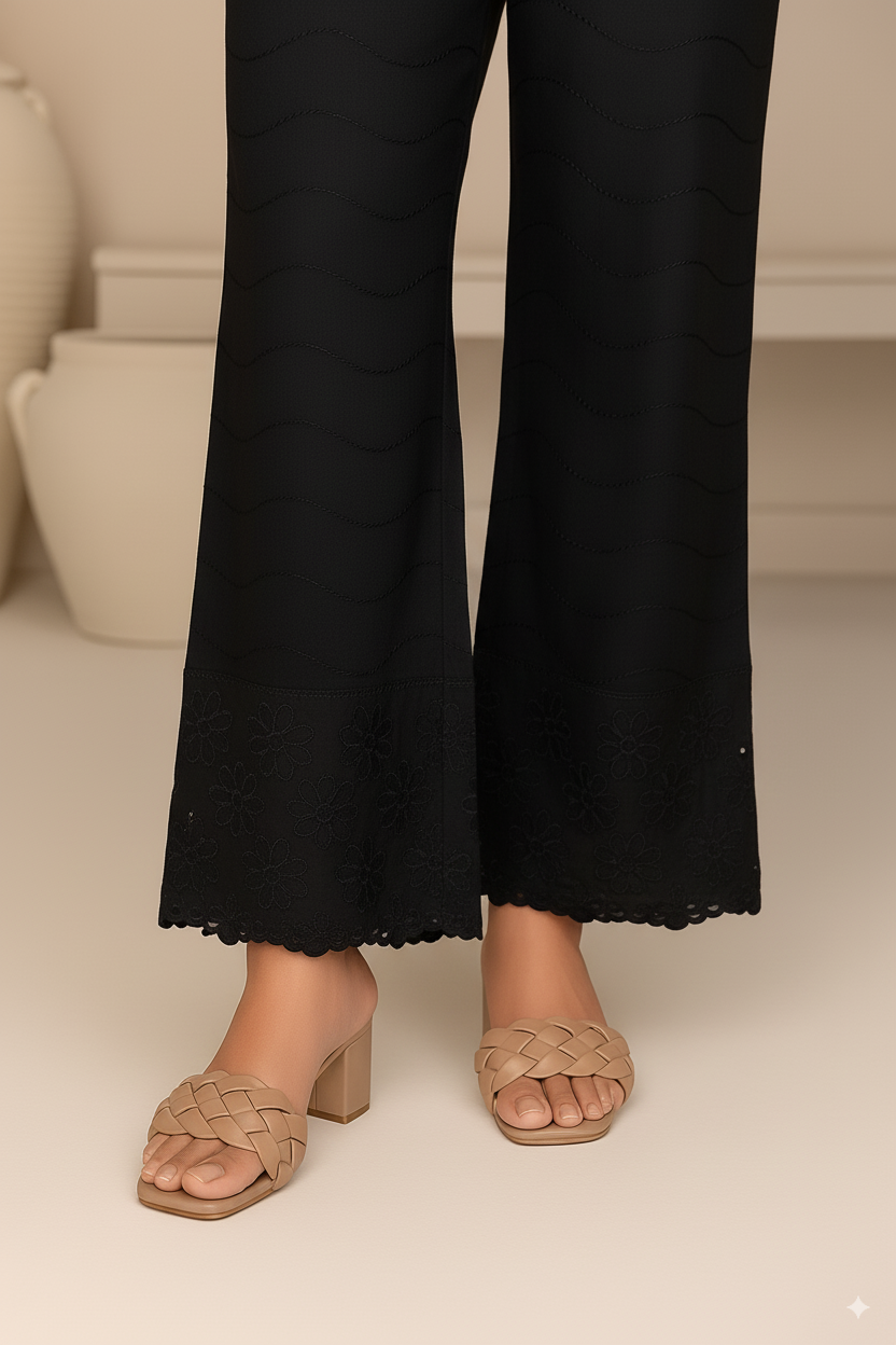 Stitched Black Chicken Kari Trouser - Sun Flower