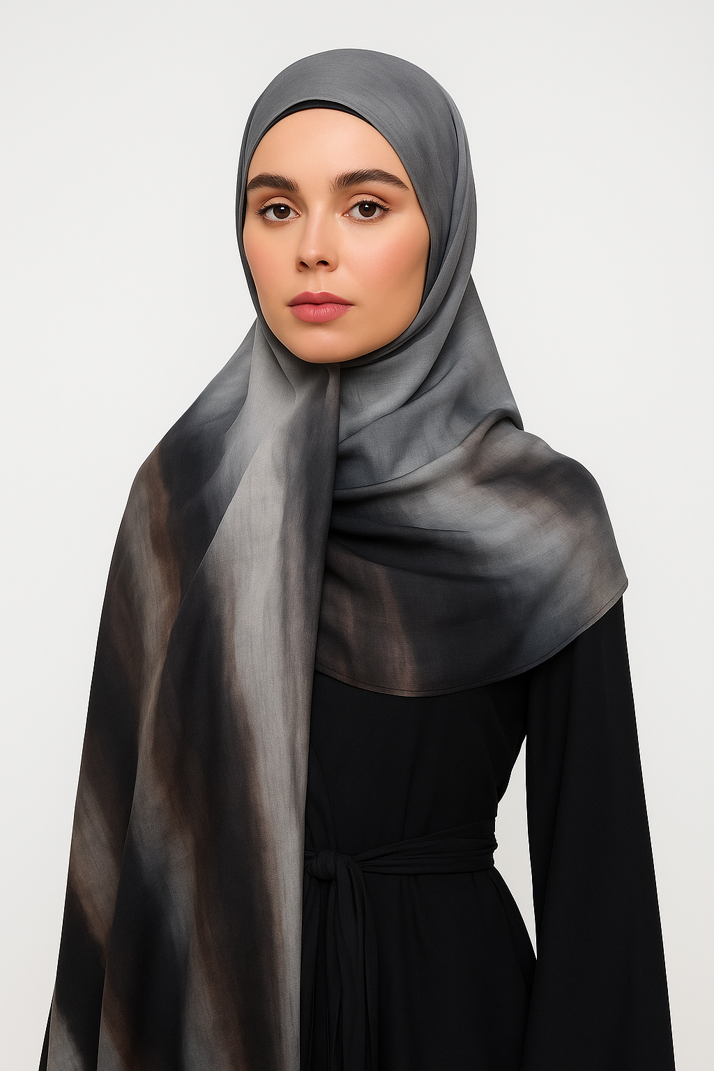 Printed Modal Hijab - Charcoal Drift