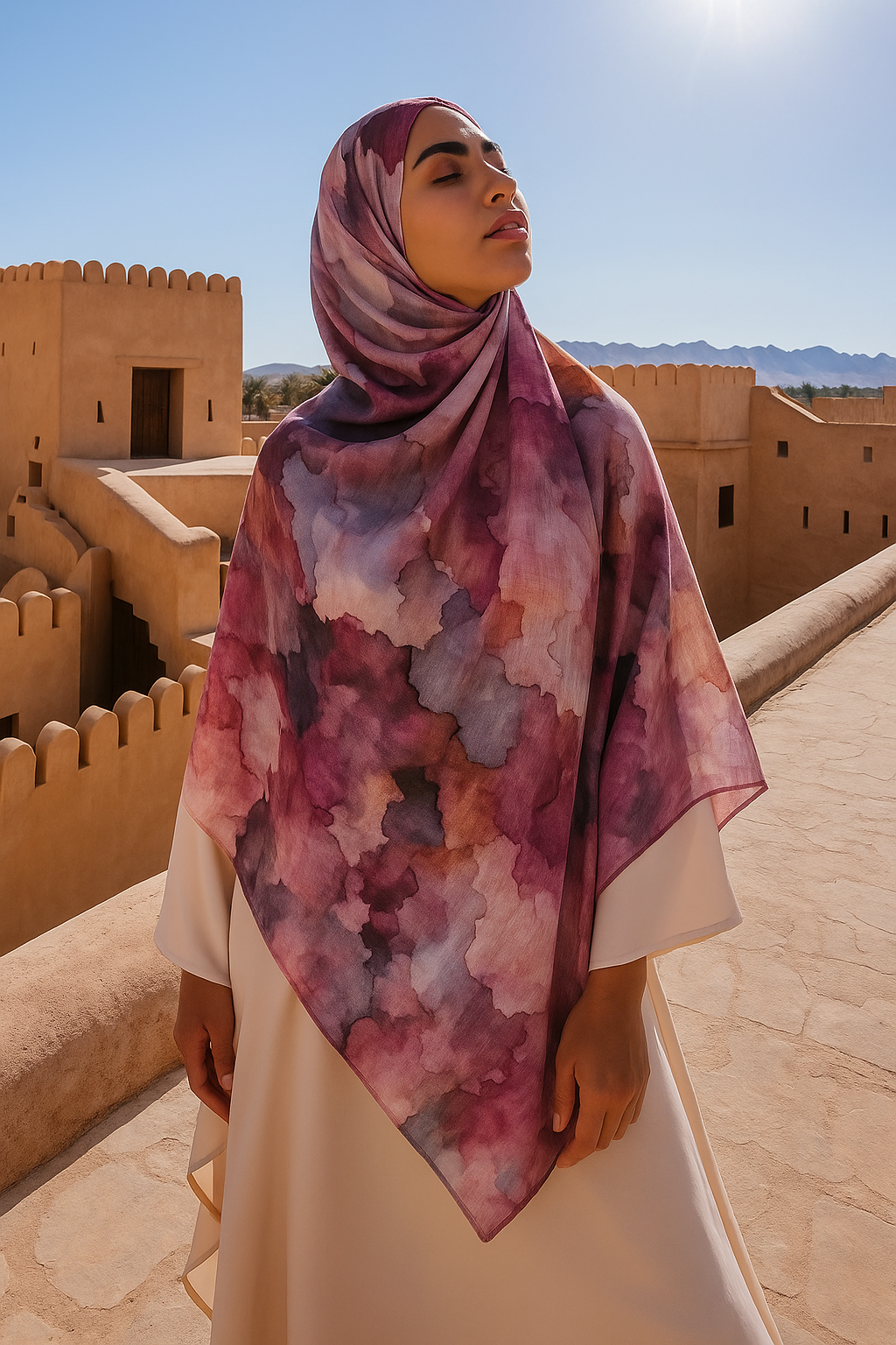 Printed Modal Hijab - Berry Bloom