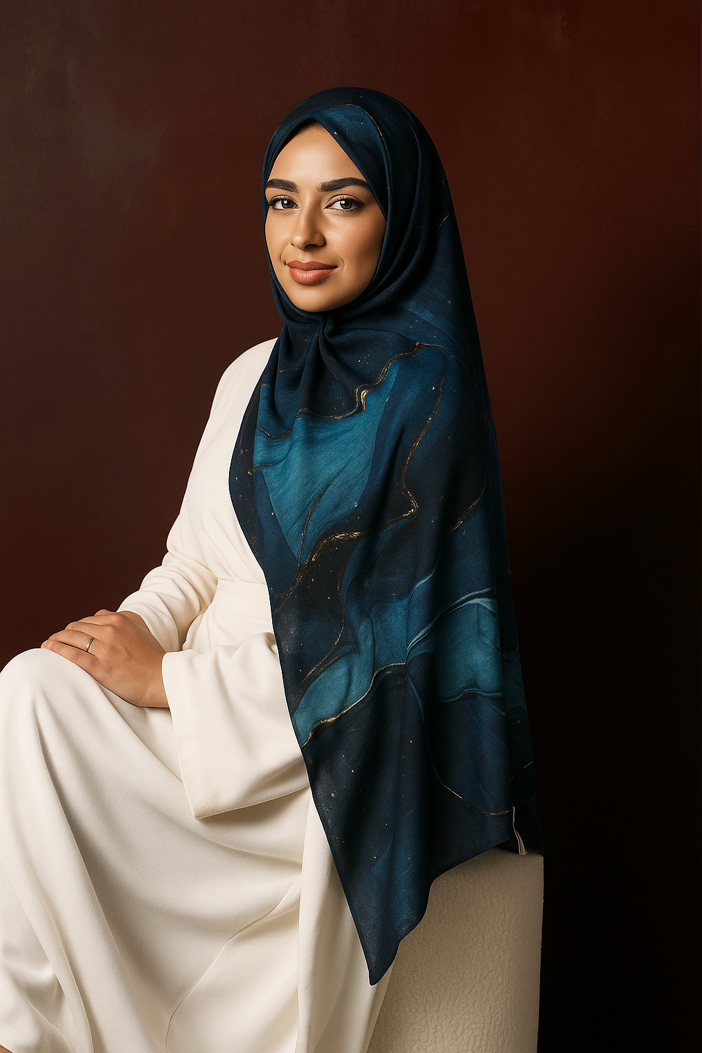 Printed Modal Hijab - Teal Opulence