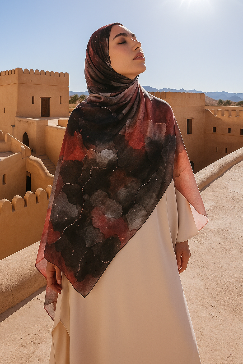 Printed Modal Hijab - Smoky Rose