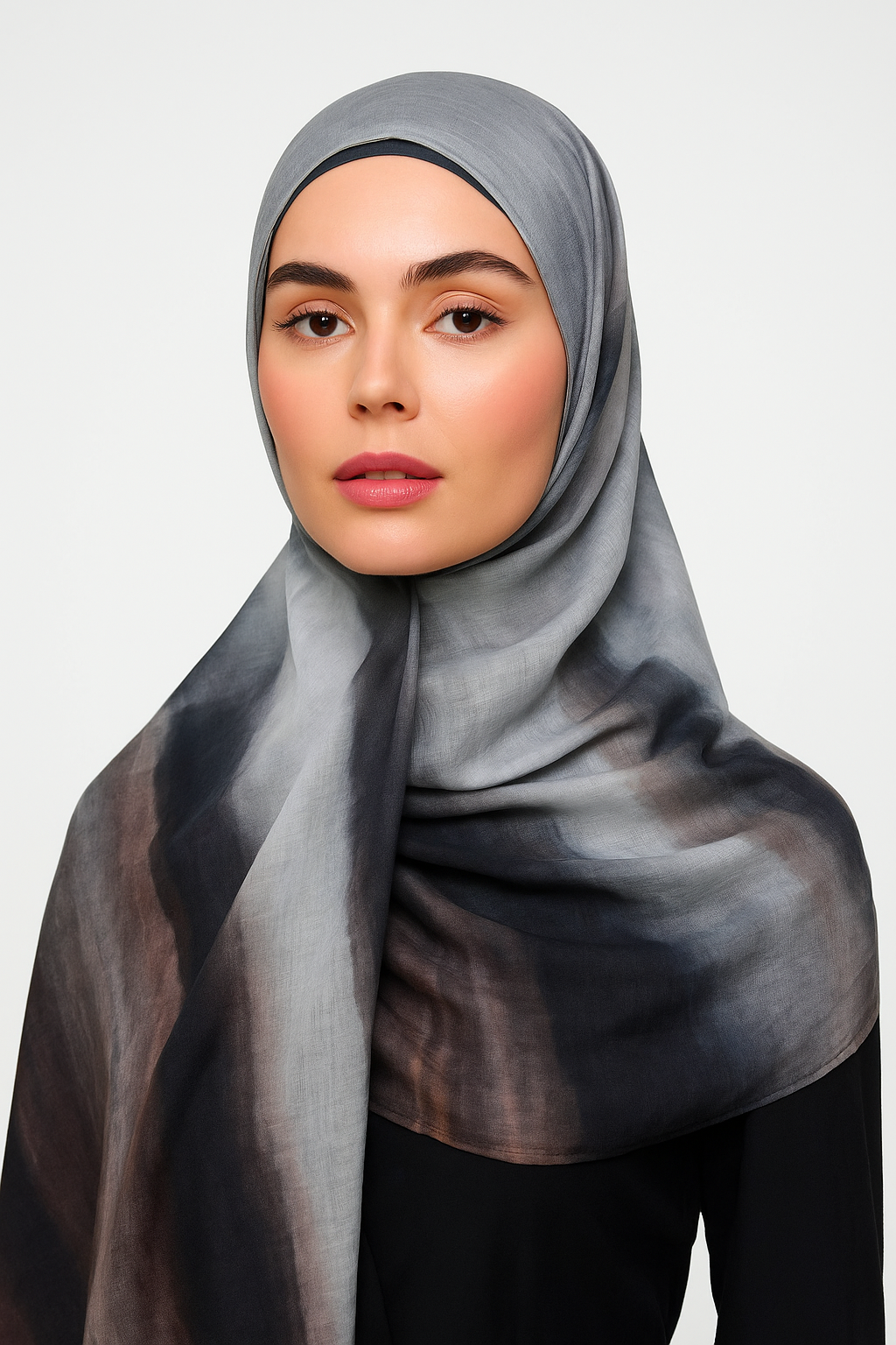 Printed Modal Hijab - Charcoal Drift