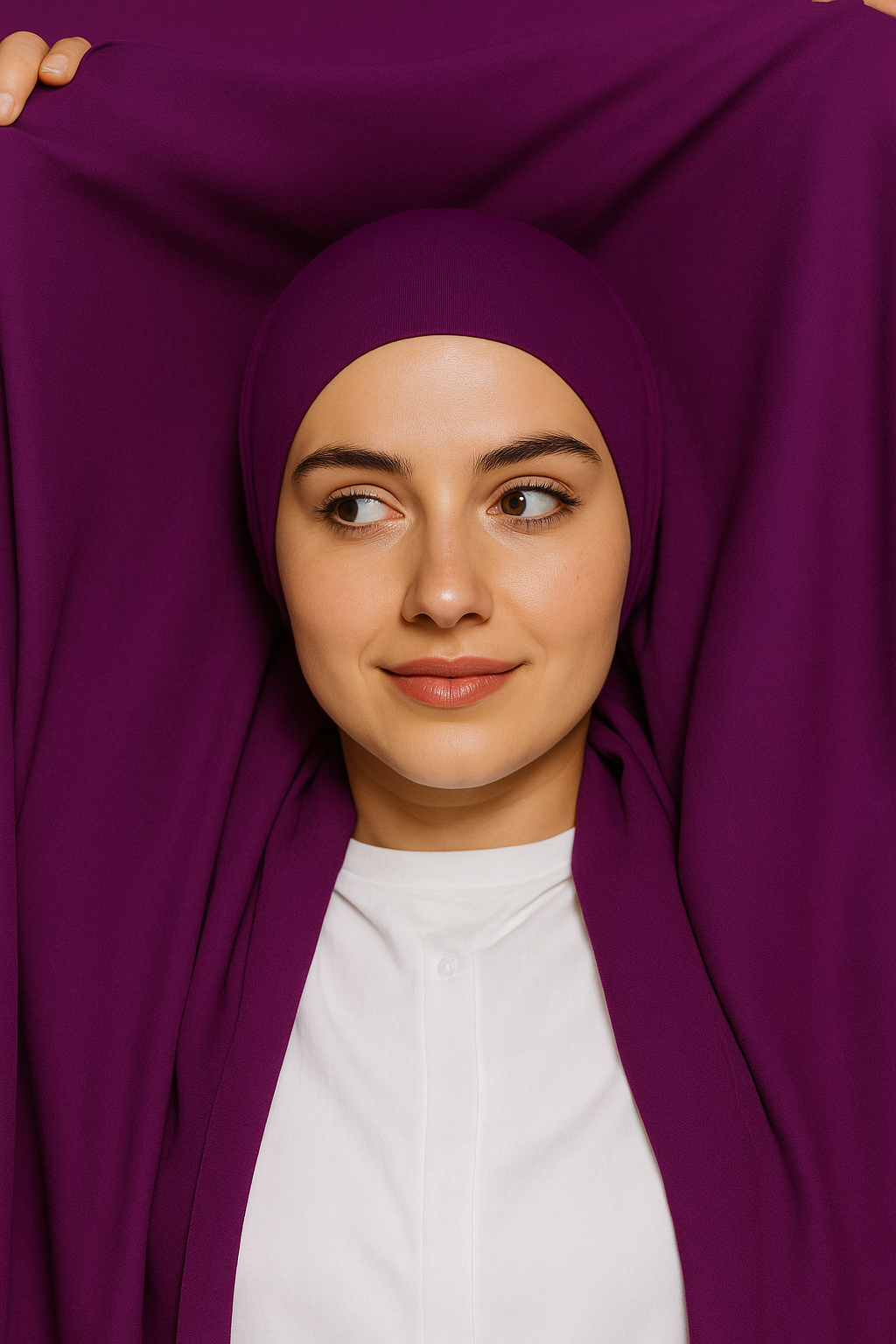 Georgette Instant Hijab With Magnet In Dark Purple