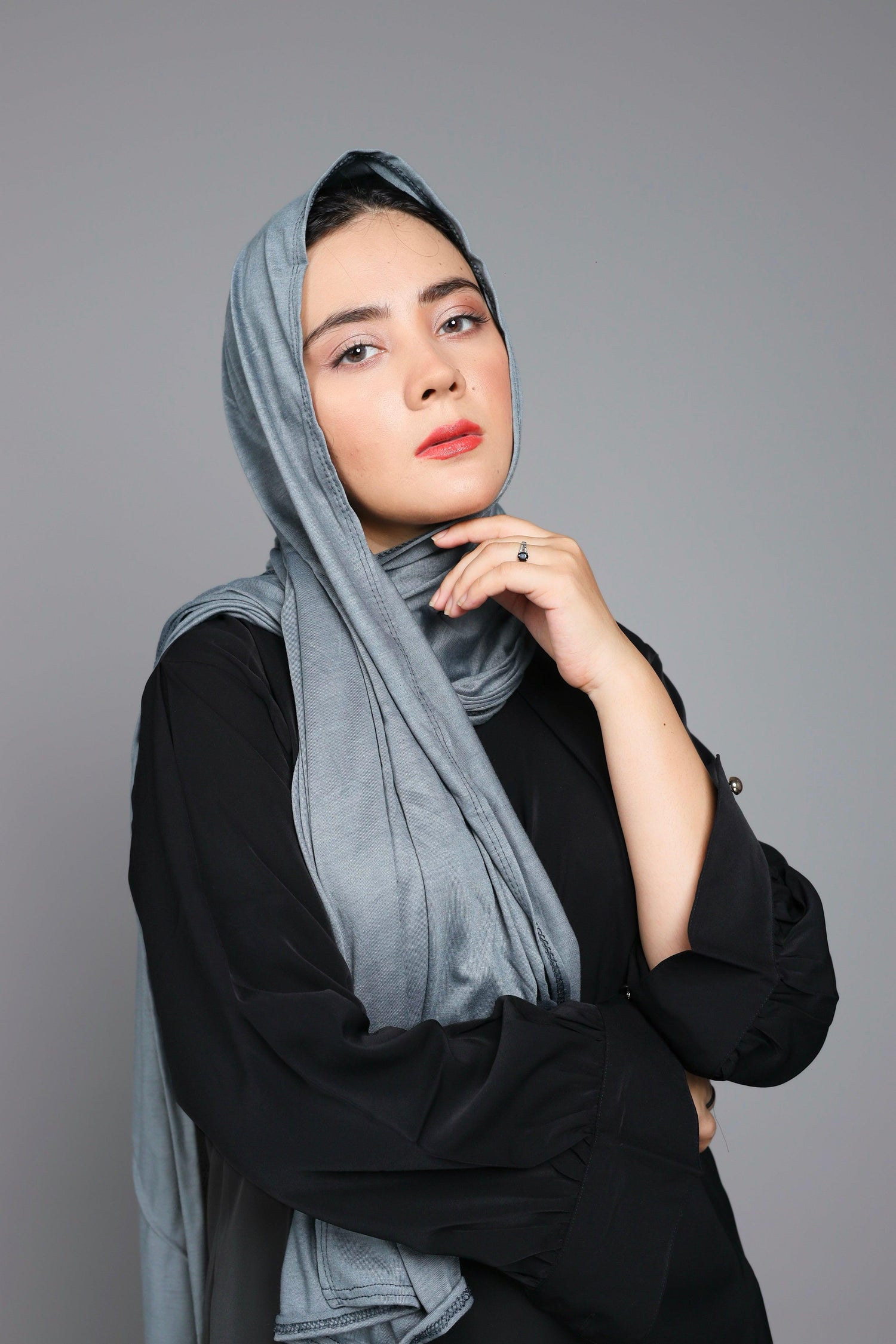 Grey Colored Jersey Hijab.