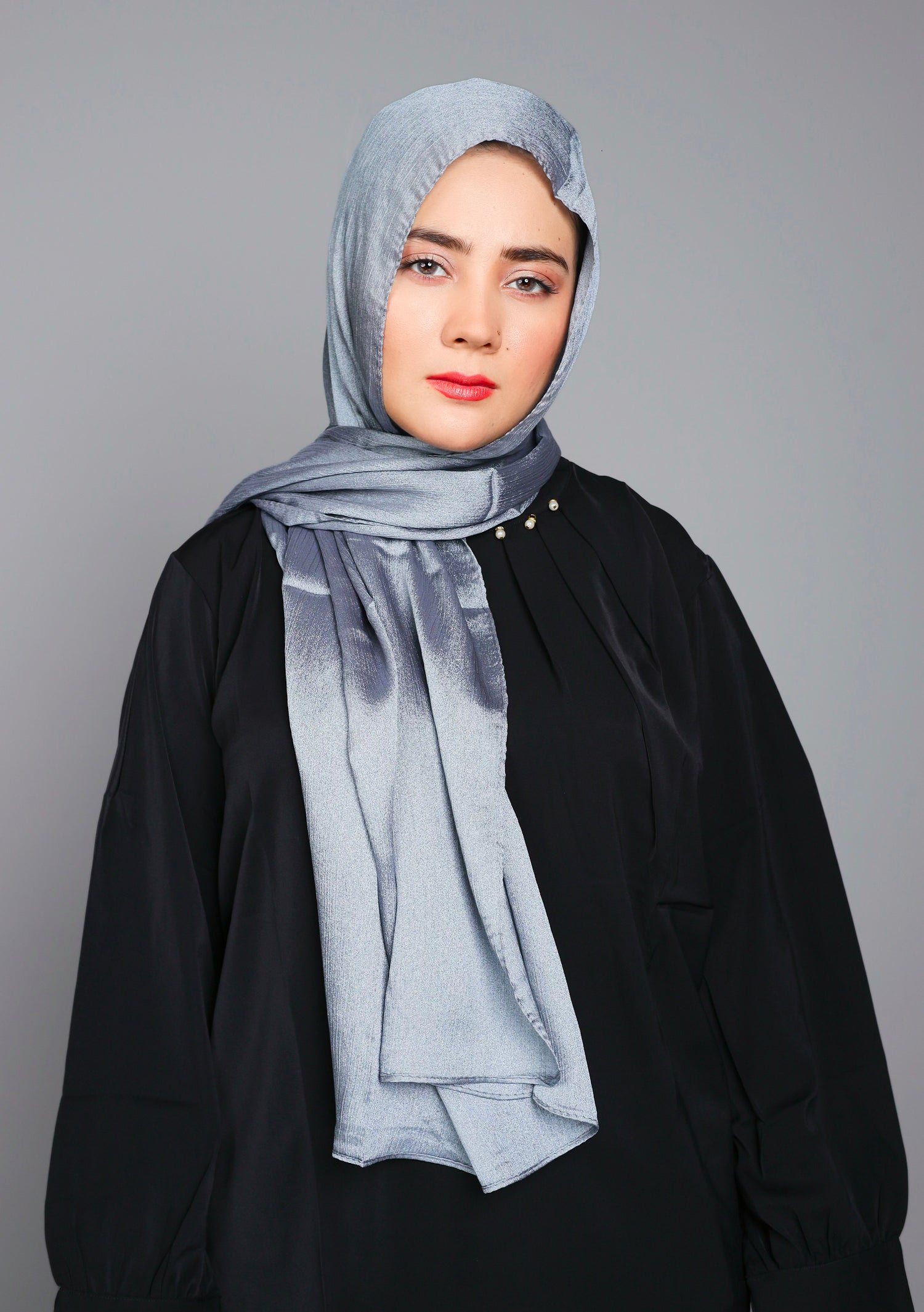 Metallic Chiffon Hijab in Silver