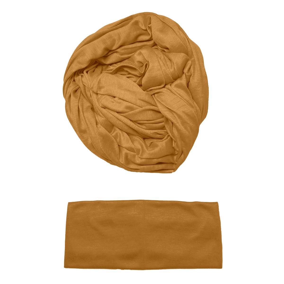 Elegant and premium jersey hijab and cap set, Almond Color.