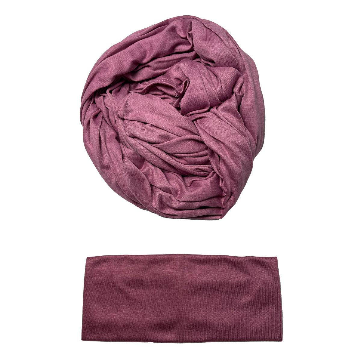Jersey Hijab and Cap Set in Mauve. Elegant Luxurious Jersey.