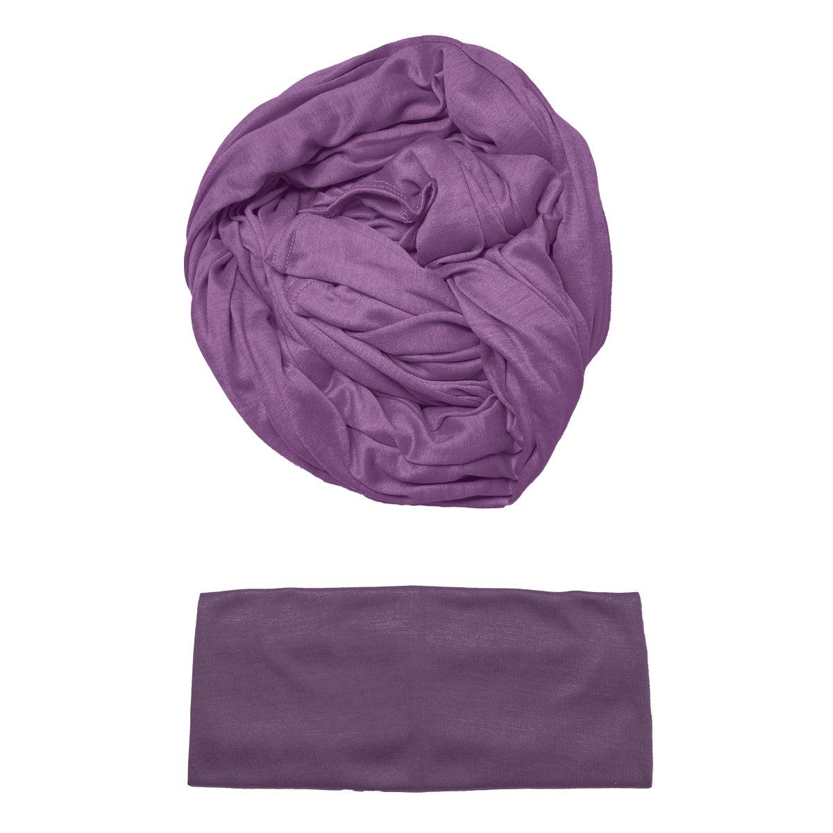 Elegant and premium jersey hijab and cap set, Purple Color.