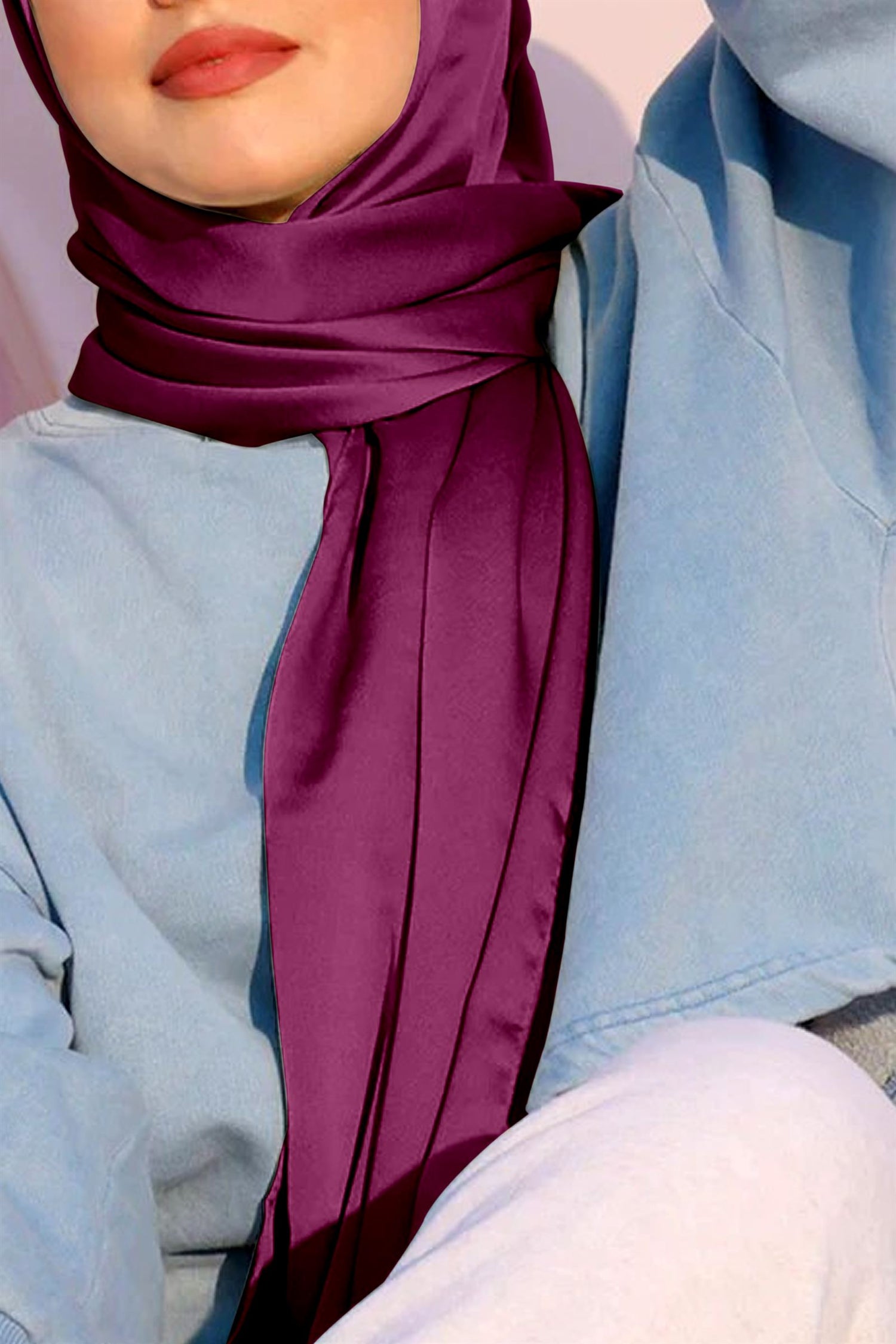Pure Satin Silk Hijab in Hot Pink