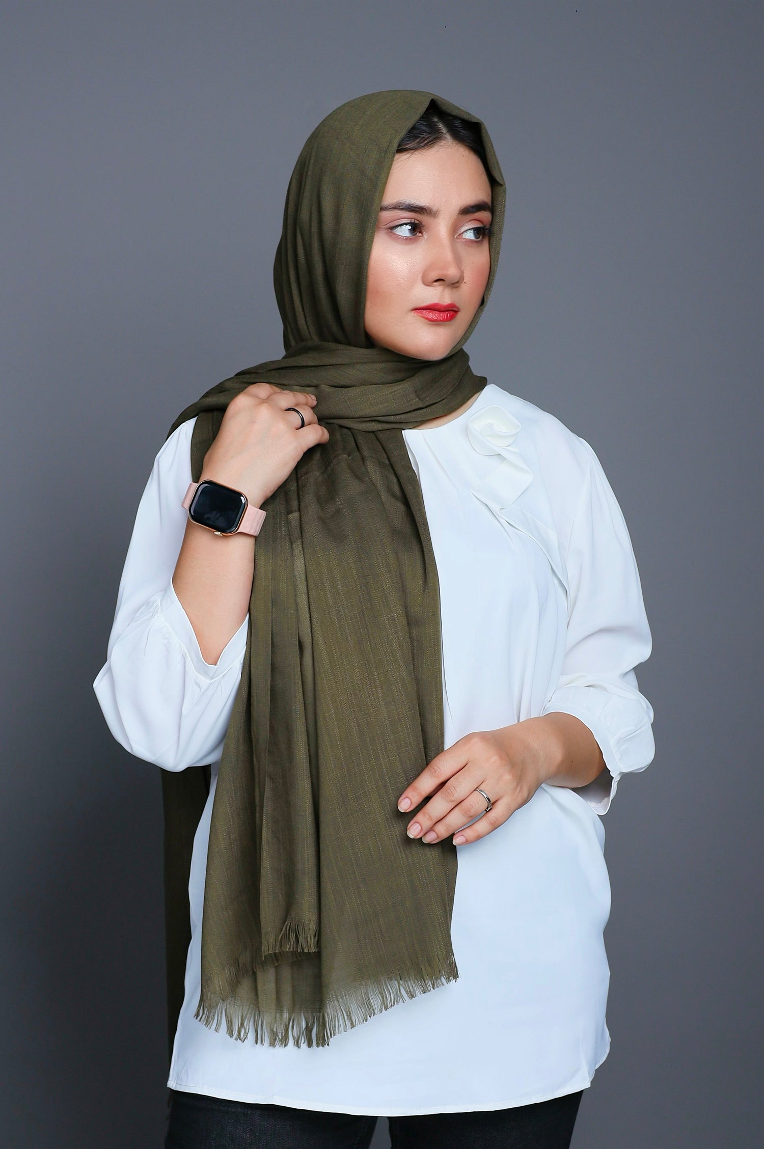 Turkish Hijab Viscose Material in Olive Green