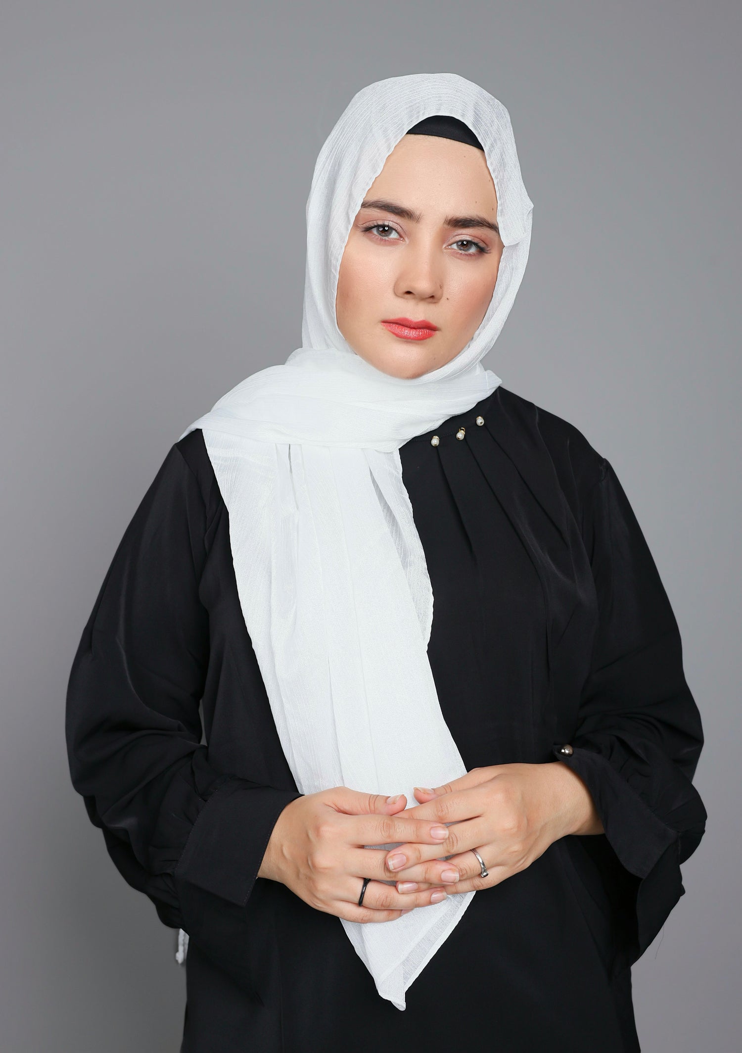 Metallic Chiffon Hijab in Pure White