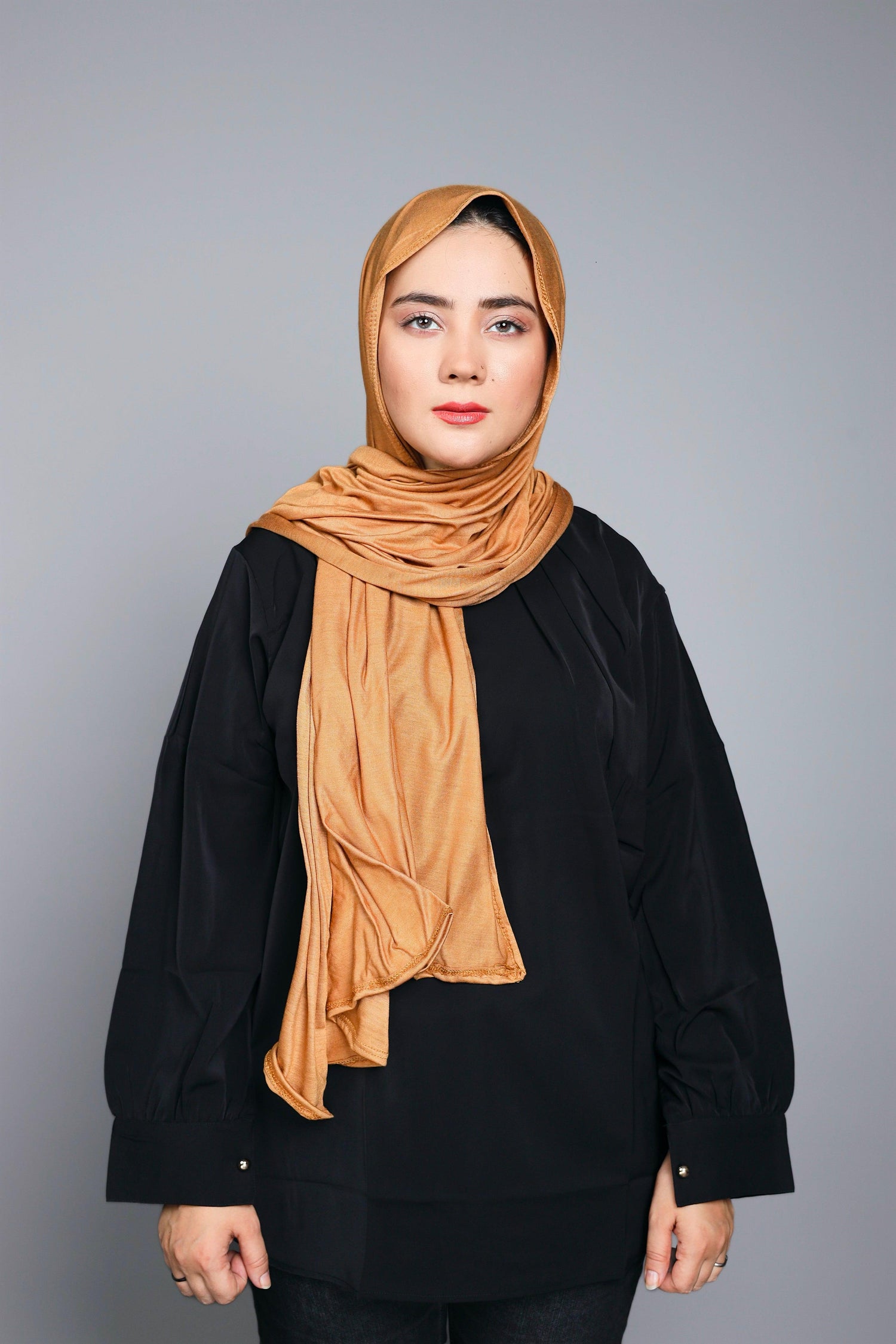Jersey Scarf in Almond Color.