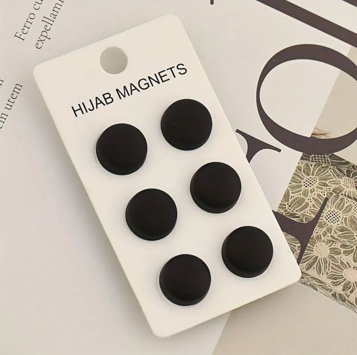 Matte Hijab Magnets (Circle) - Black - (Pair Of 2)