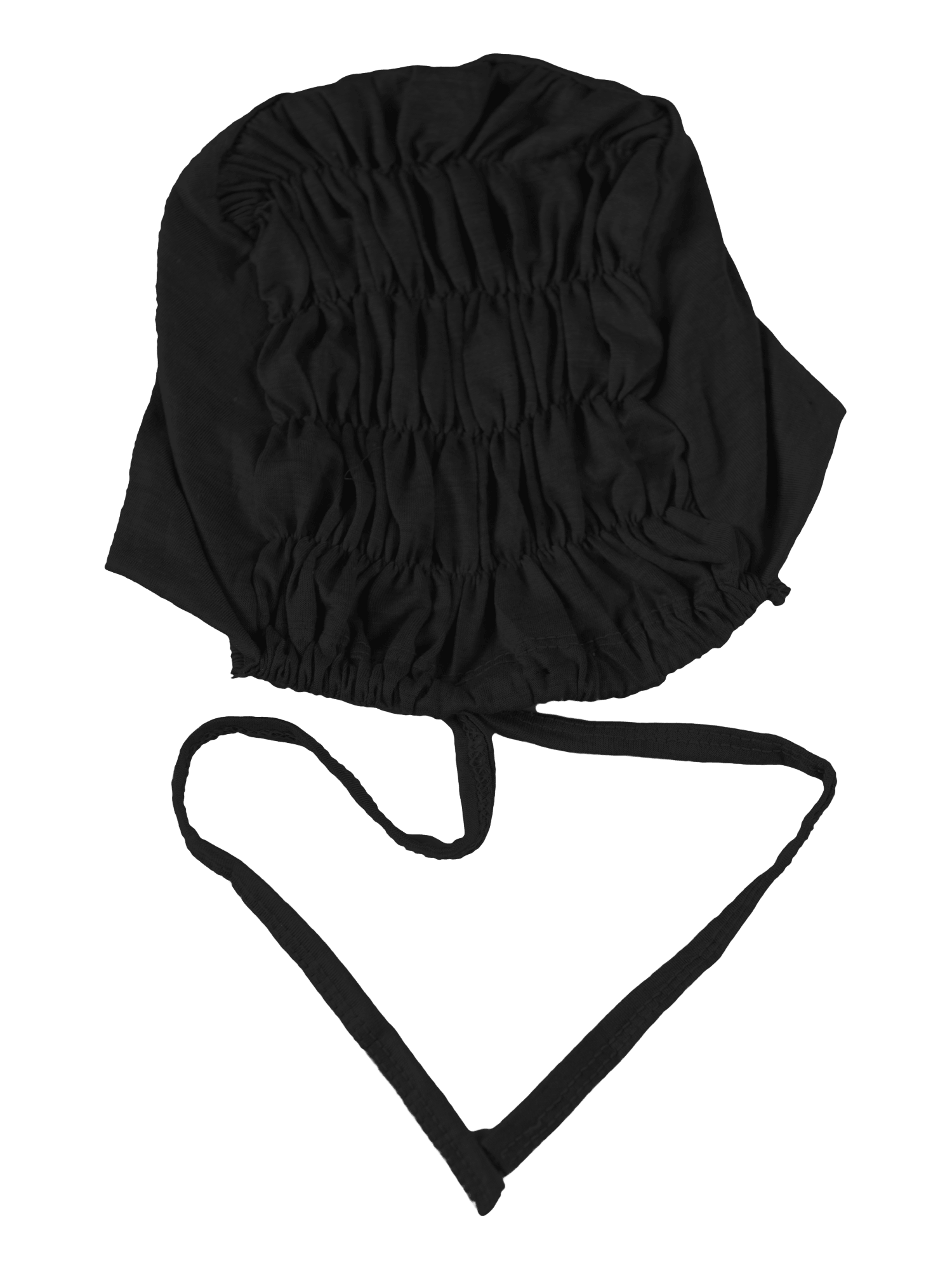 Adjustable Stylish Black Ruched Hijab Cap. Made from soft jersey fabric