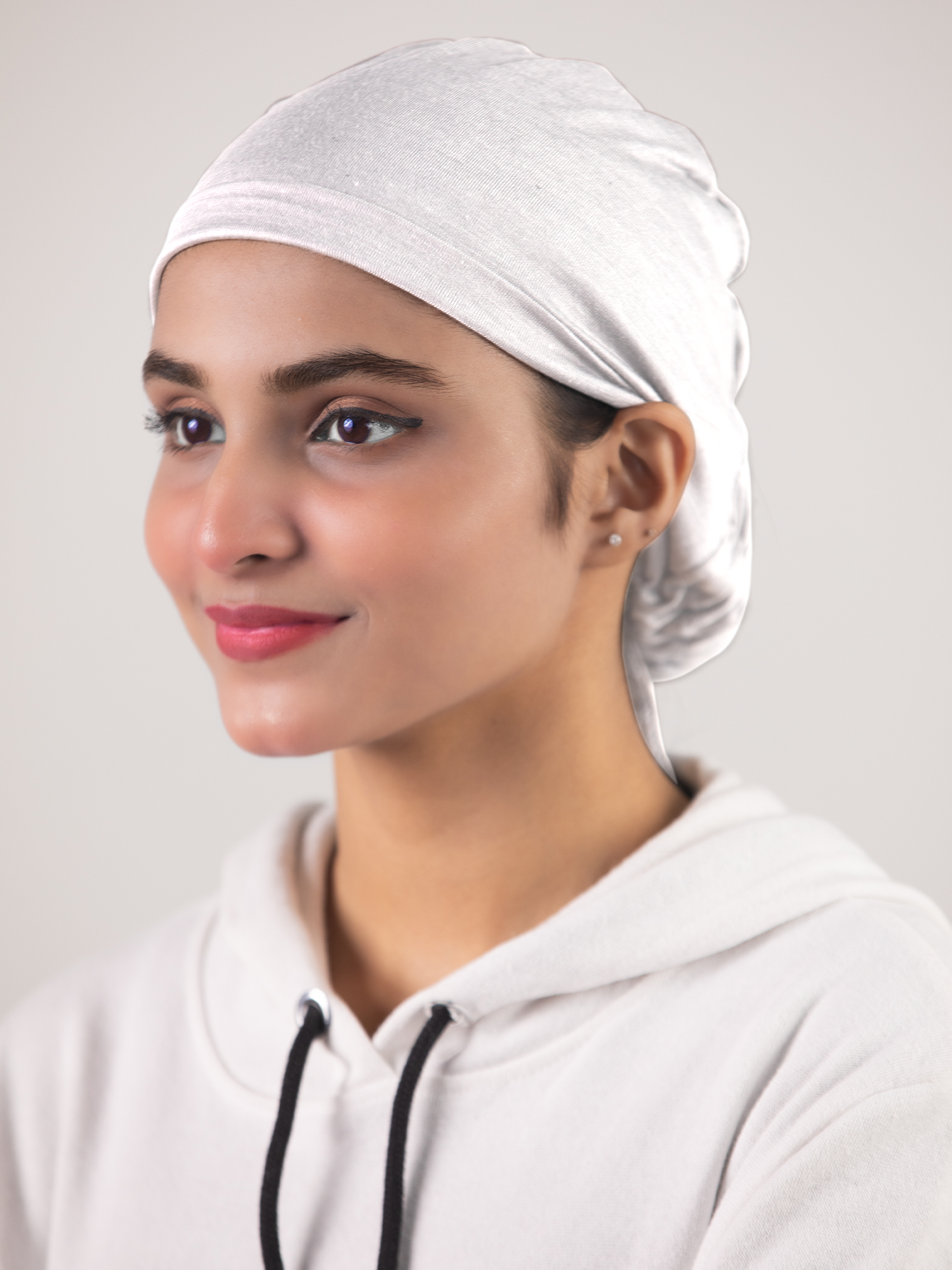 Ruched Hijab Cap in White