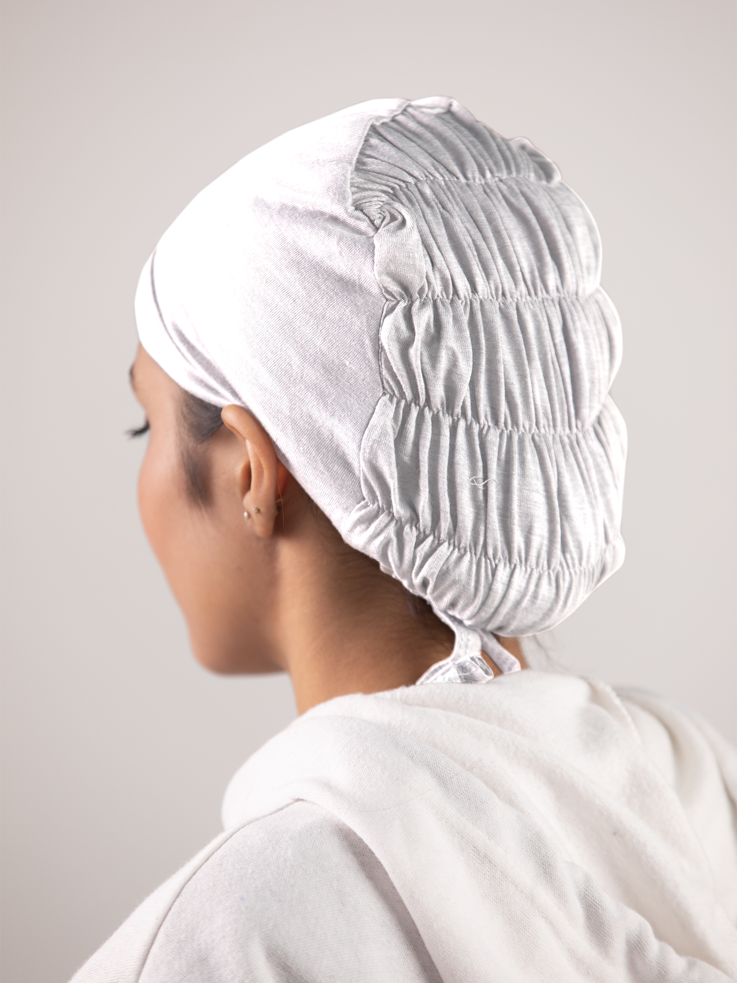 Ruched Hijab Cap in White