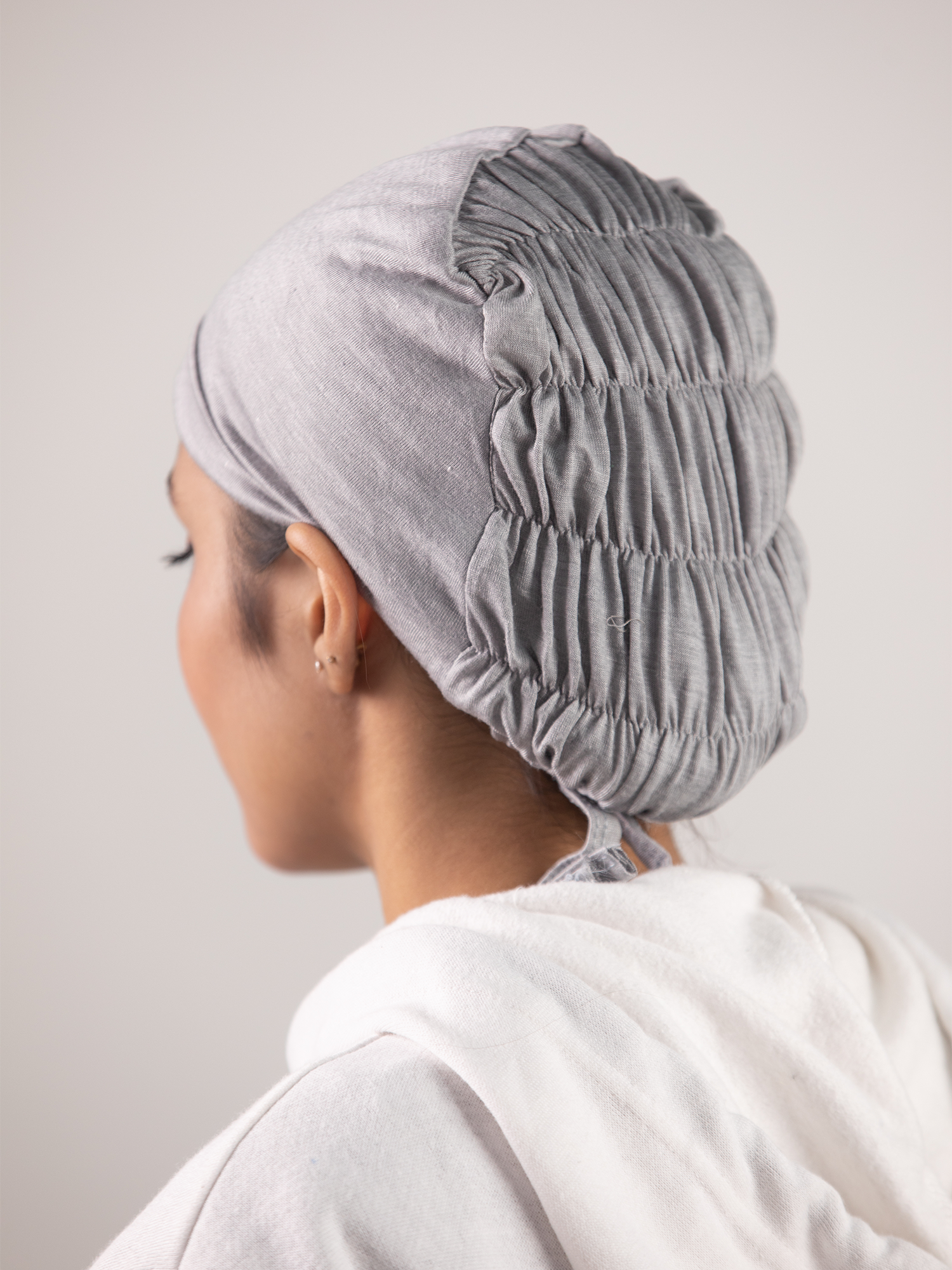 Ruched Hijab Cap in Grey