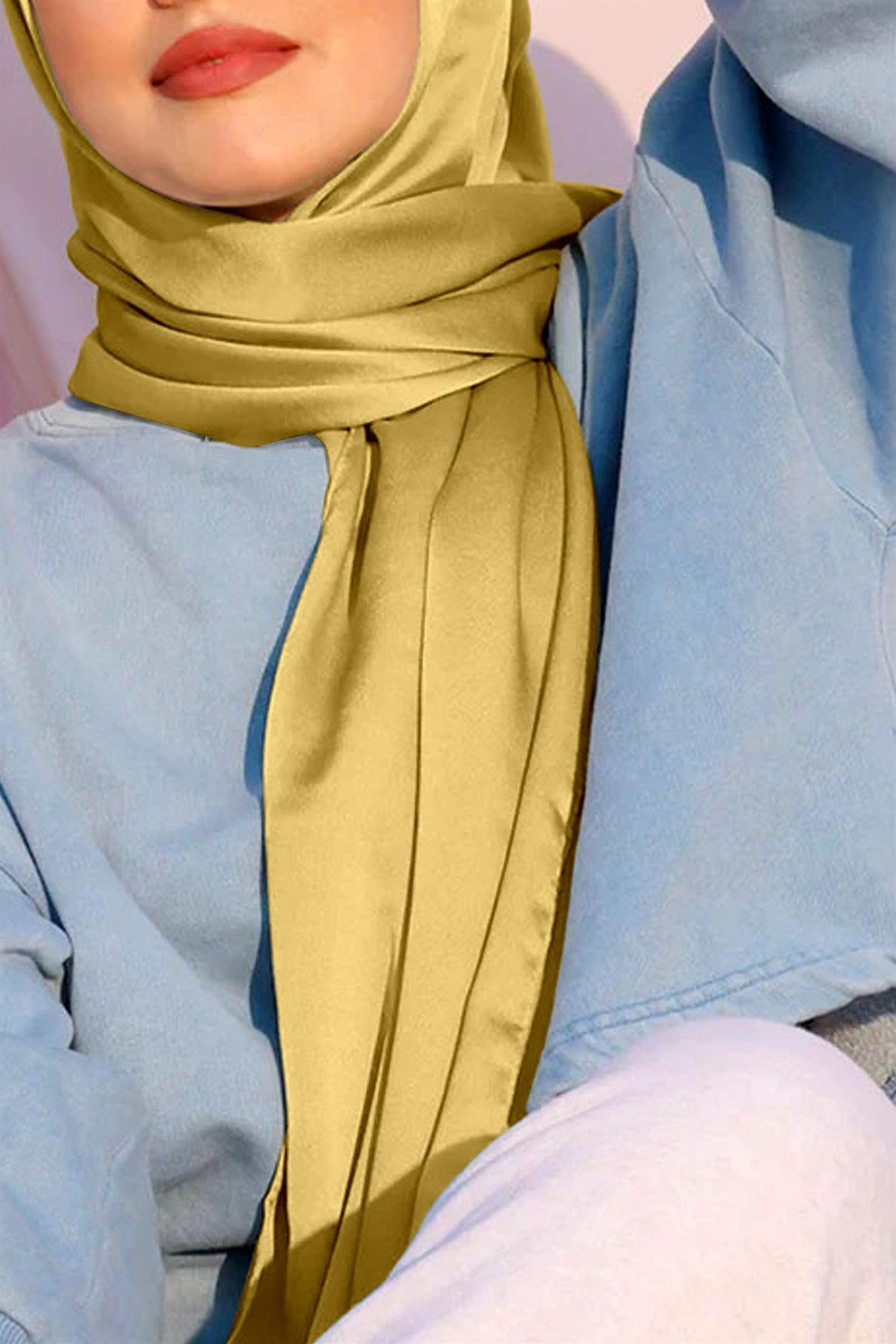 Pure Satin Silk Hijab in Lime