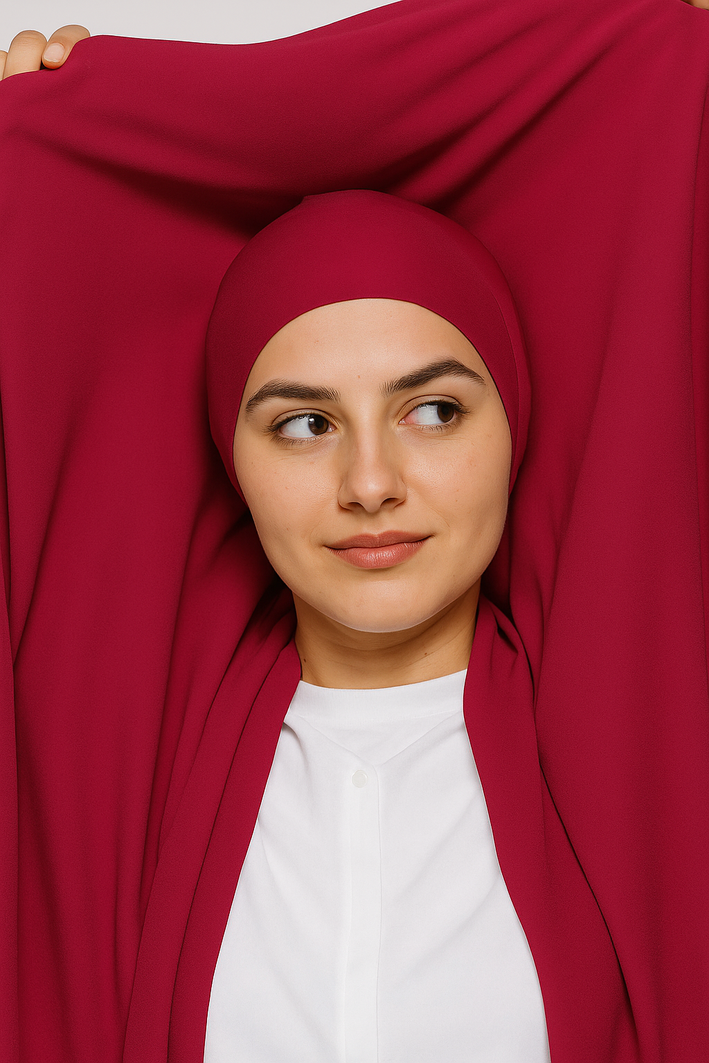 Georgette Instant Hijab With Magnet In Maroon
