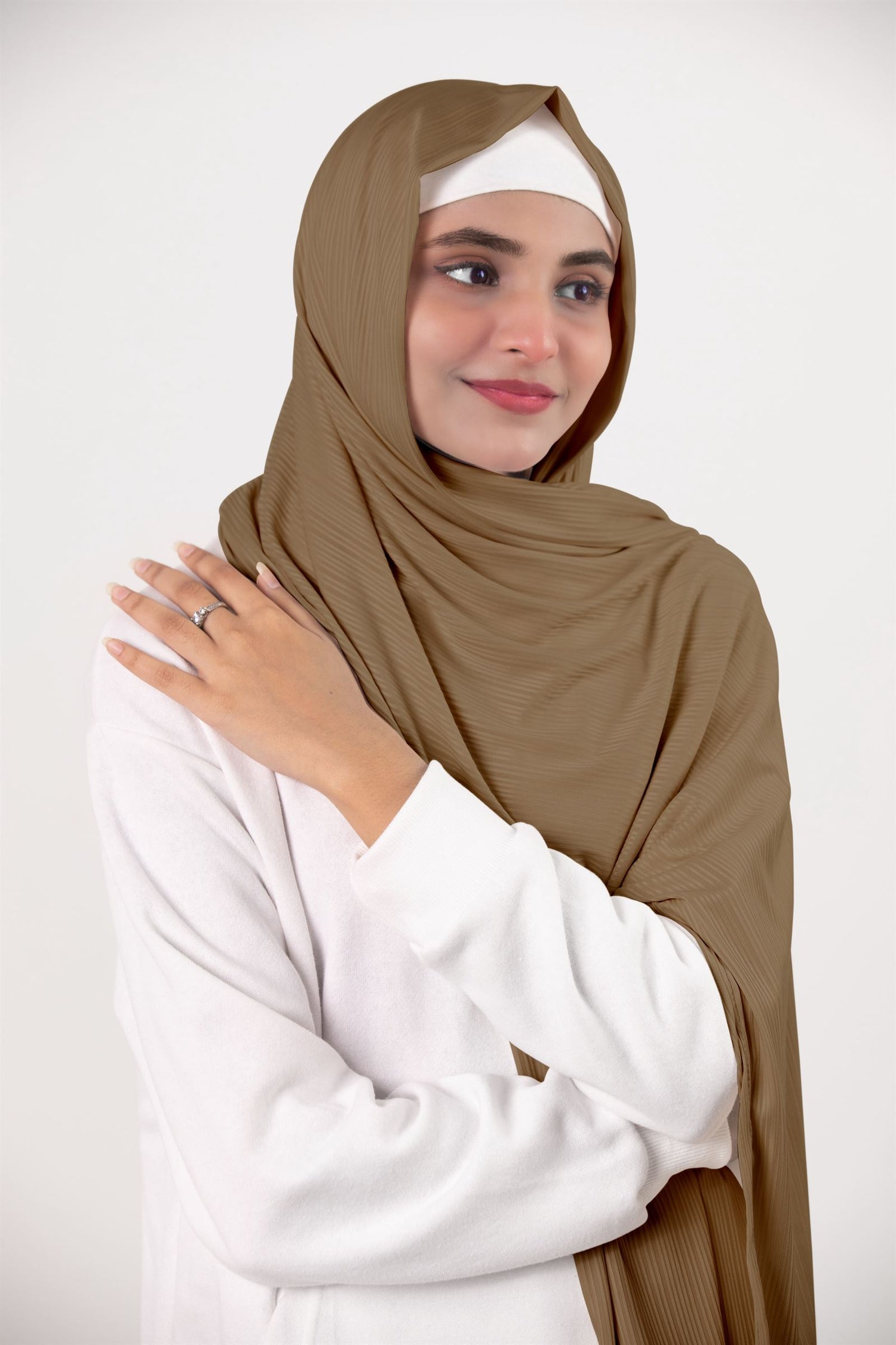 Ribbed Jersey Hijab in Almond