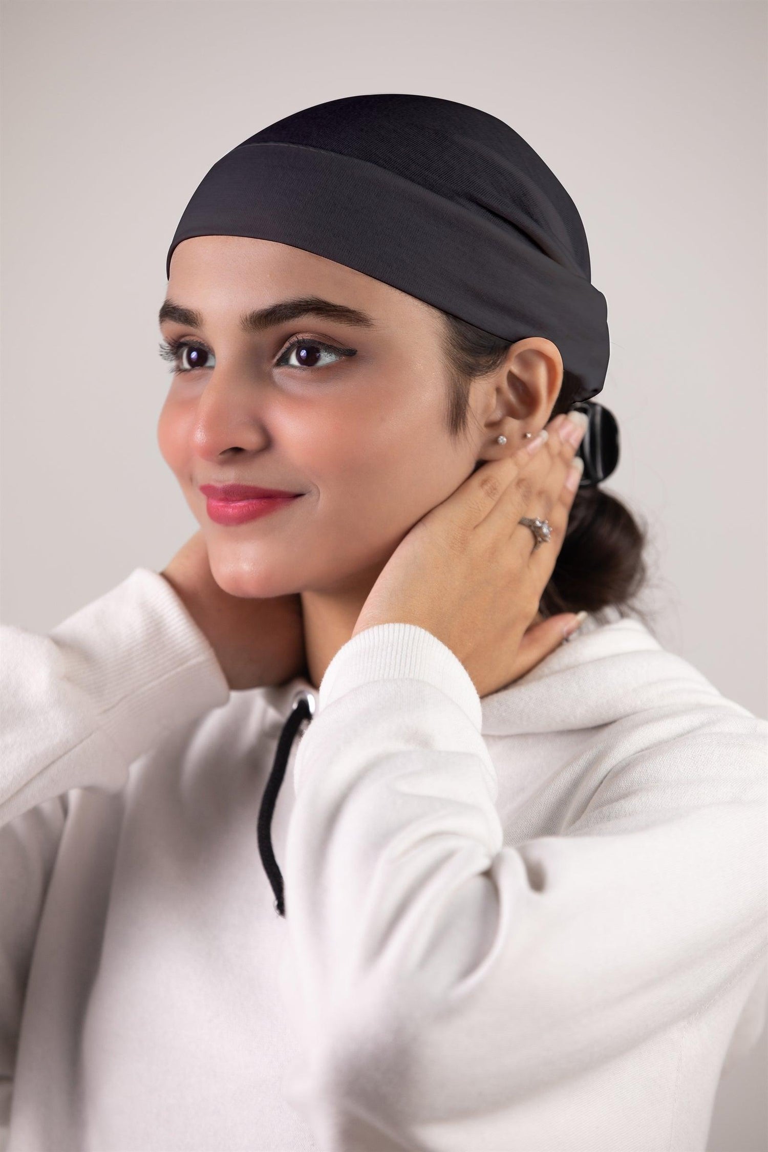 Grey Soft Tube Hijab Cap.