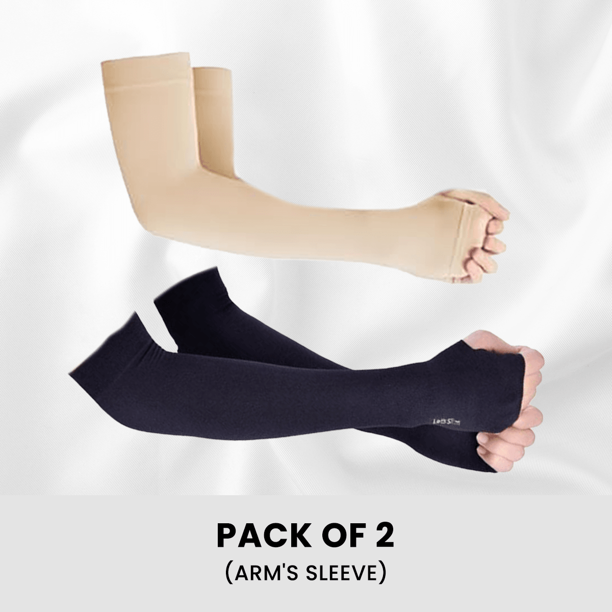 Arm Sleeves pack of 2 in black & skin color.