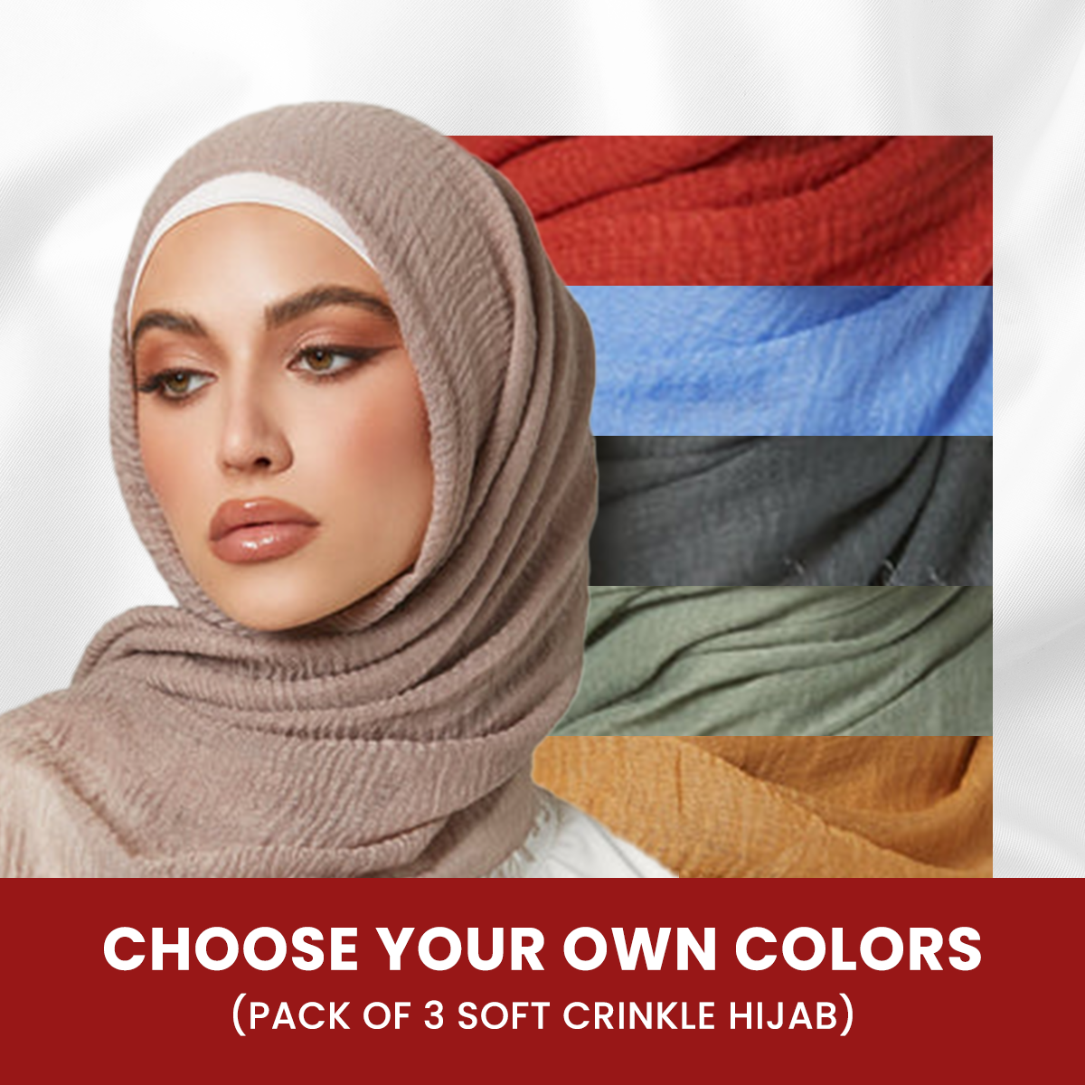 Pack of 3 Soft Crinkle Hijabs