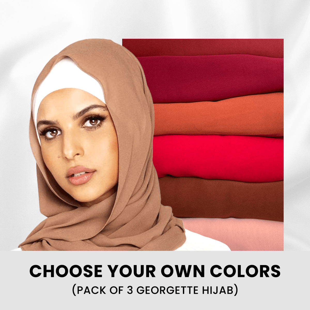 Georgette Hijab. Pack of 5. Featuring chic colors.