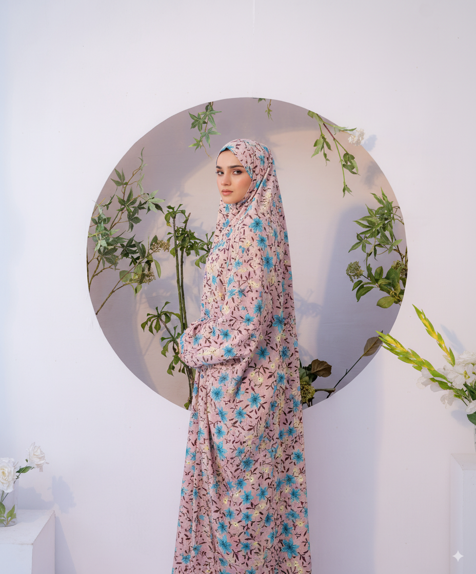 Namaz Chadar in Floral Pink
