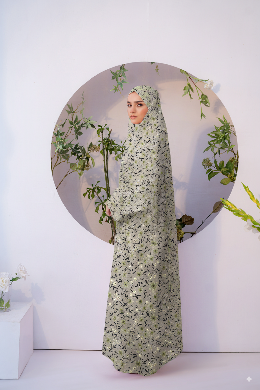 Namaz Chadar in Floral Pista