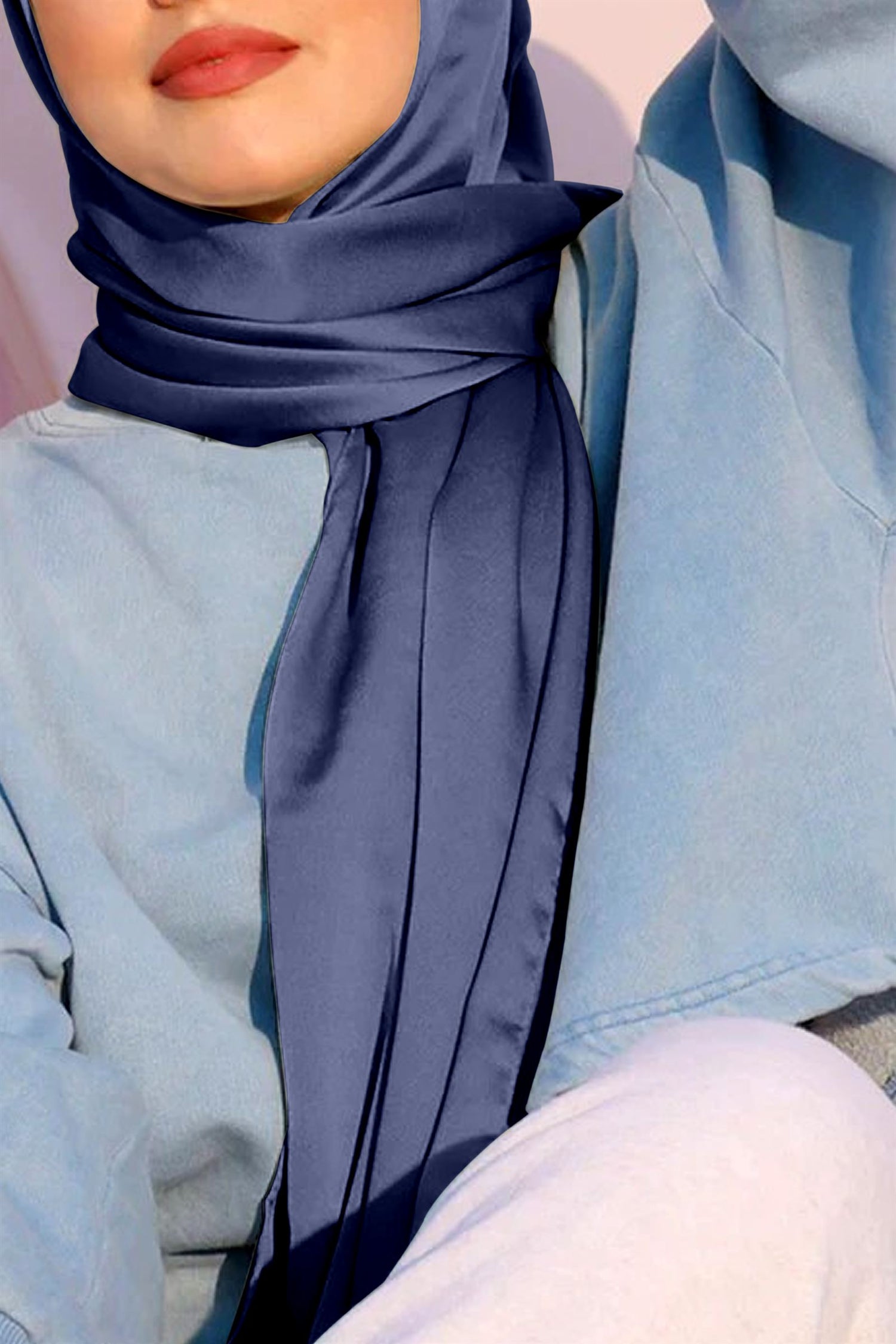 Pure Satin Silk Hijab in Royal Blue