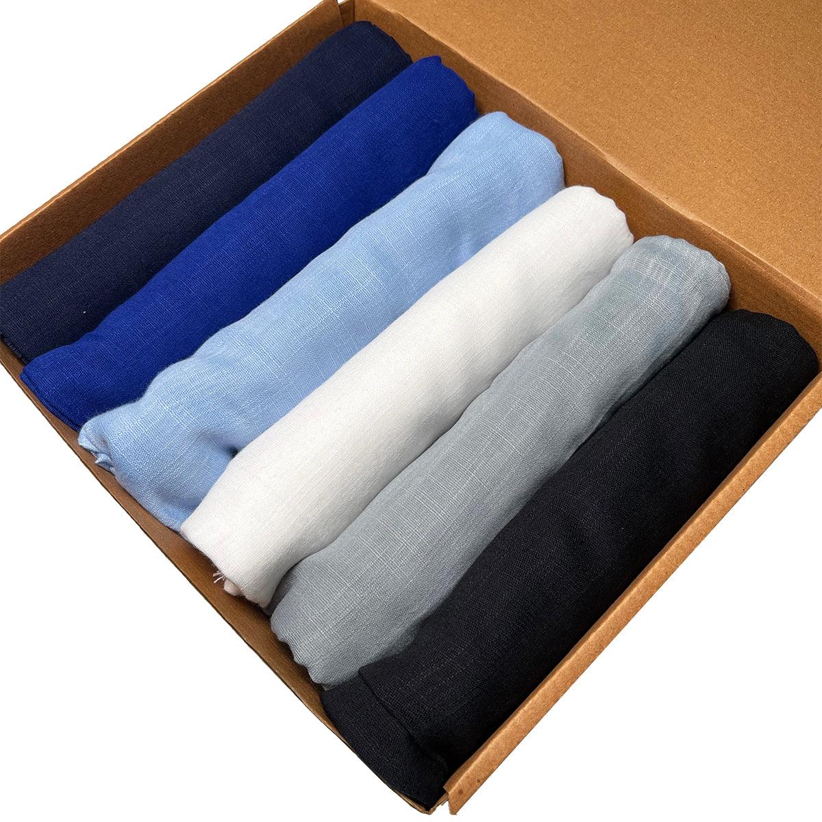 Hijabs Gift Box. Offer 6 Traditional Turkish Viscose Scarf hijabs online with variety of sapphire colors.
