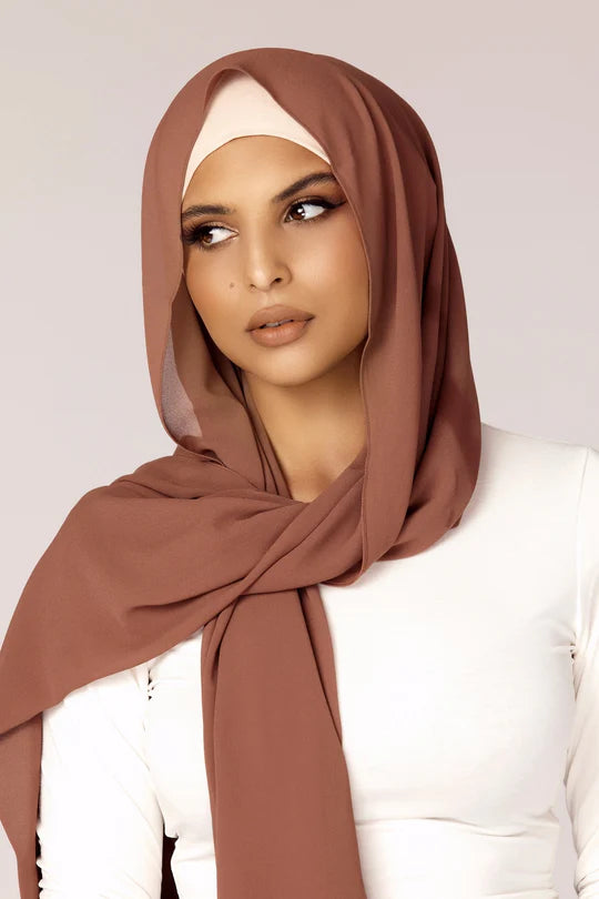 Plain Georgette Hijab in Mocha