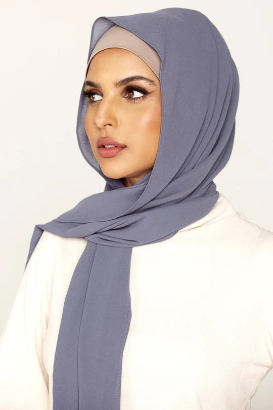 Plain Georgette Hijab in Denim Grey