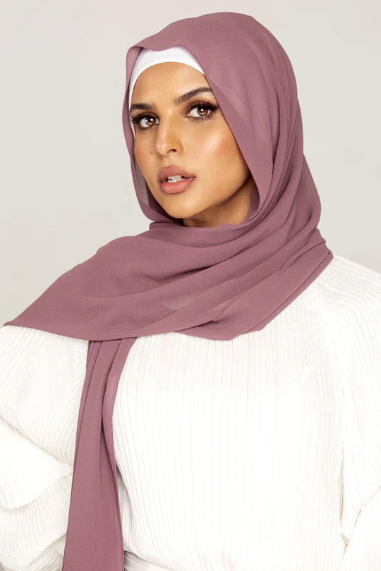 Plain Georgette Hijab in Dark Mauve