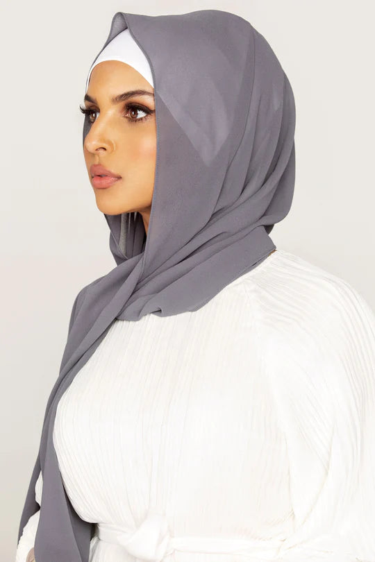 Plain Georgette Hijab in Smoke