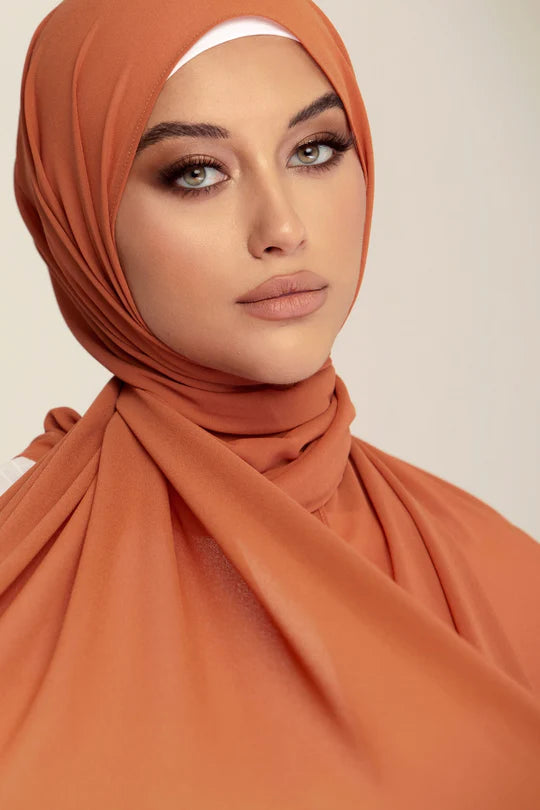 Plain Georgette Hijab in Coral Bliss