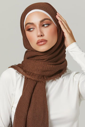 Soft Crinkle Hijab Viscose Material in Coffee