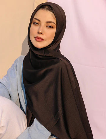 Pure Satin Silk Hijab in Black