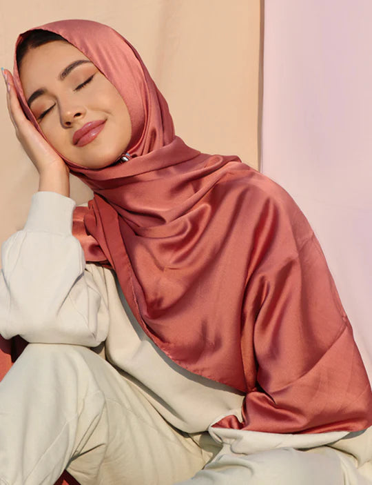 Pure Satin Silk Hijab In Silver, Silk Jilbab