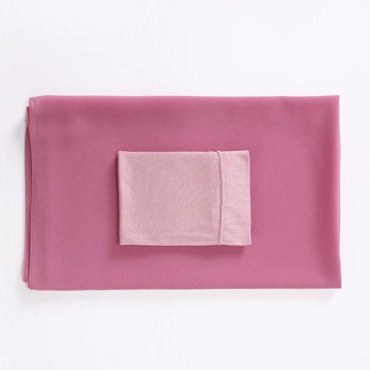 Soft Georgette Hijab and cap set in Blossom color, designed for a natural look.