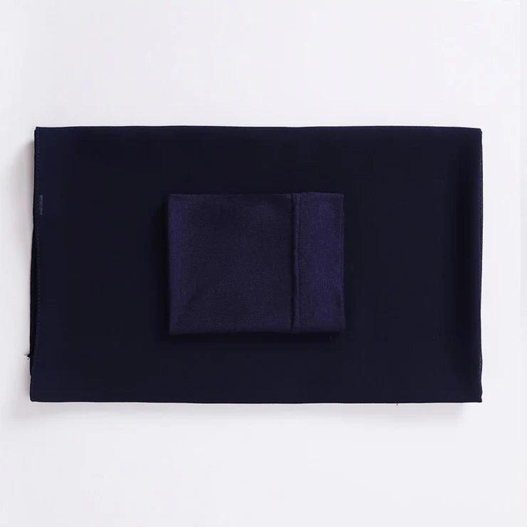 Lightweight and airy Georgette Hijab and cap set in Navy Blue.