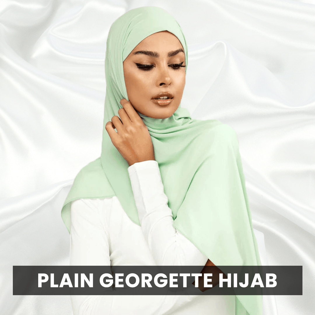 Georgette Hijab Online Pakistan. Girl wearing plain georgette.