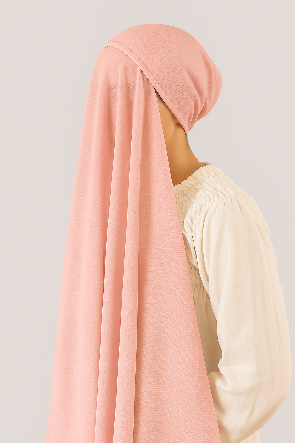 girl wearing georgette instant hijab with attached inner cap / tube cap.