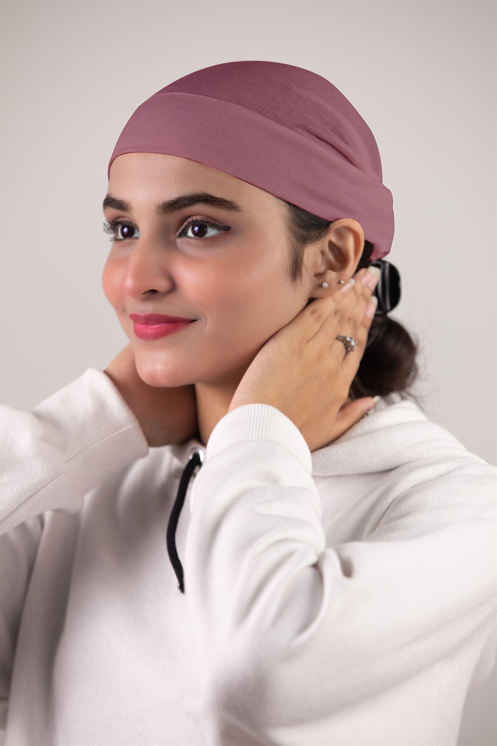 Soft Tube Hijab Cap in Dark Mauve.