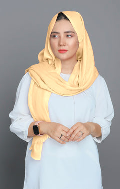 Close-up of the Turkish Viscose Hijab in Parmesan, highlighting its soft texture and lightweight fabric for all-day comfort.