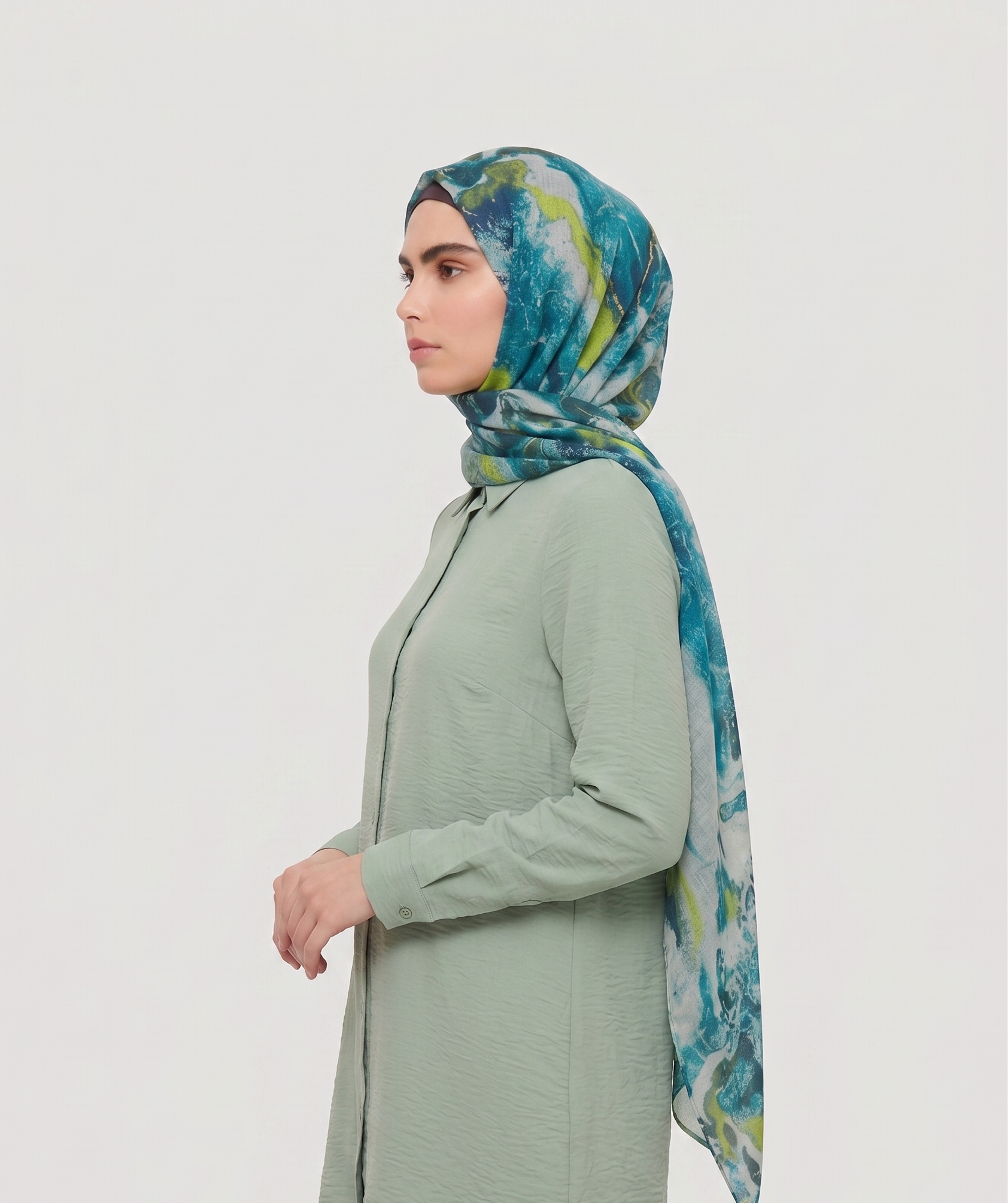 Printed Modal Hijab - Ocean Swirl